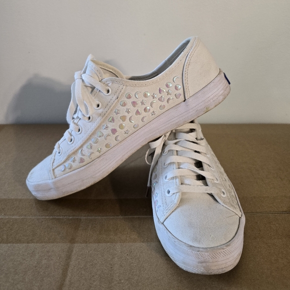 White KEDS canvas sneakers with iridescent elements - Picture 3 of 6